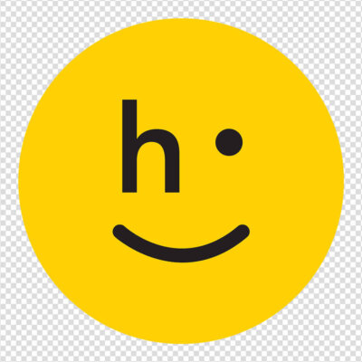 happy Icon Circle Black on Yellow