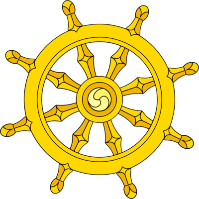 Buddhist flag with Dharma wheel