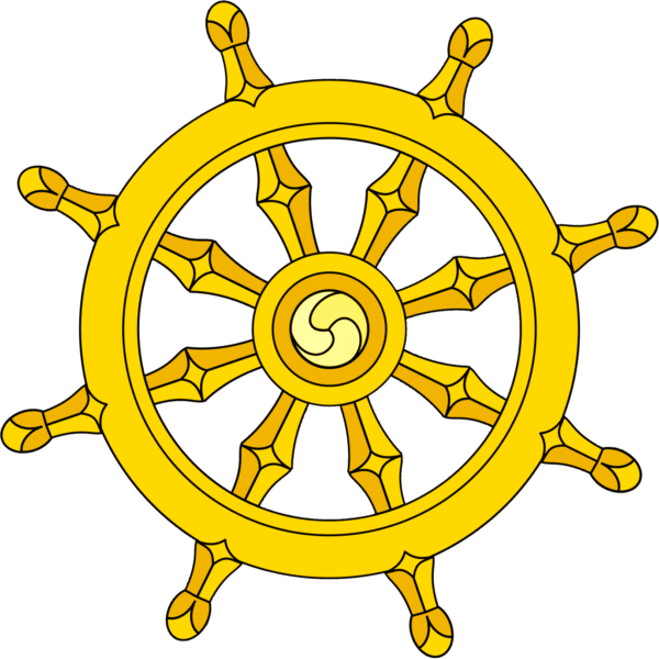 Buddhist flag with Dharma wheel