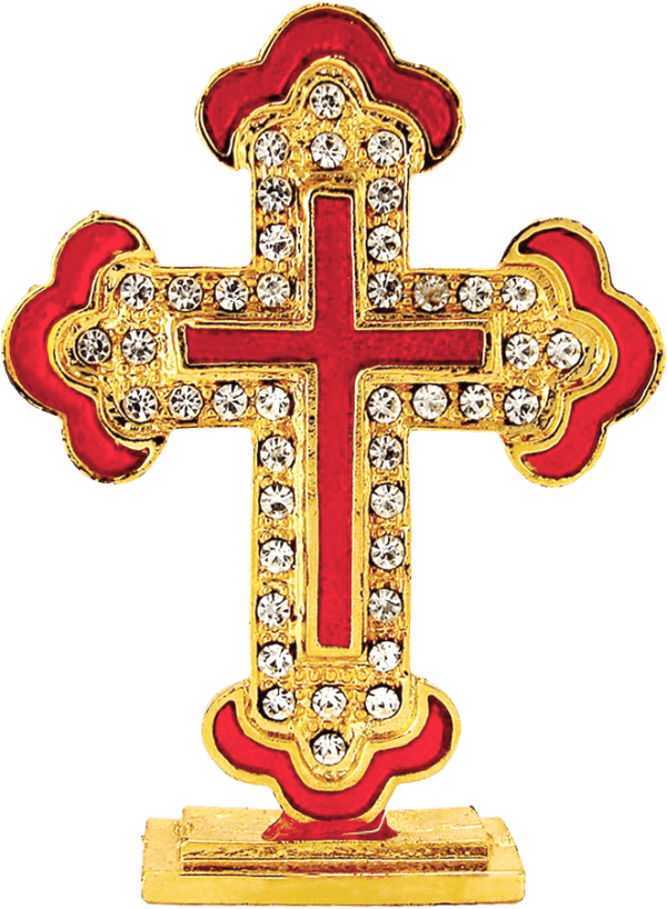 Golden red Christian cross