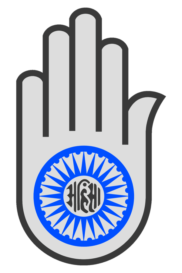 jainism and buddhism symbol label text word hand logo