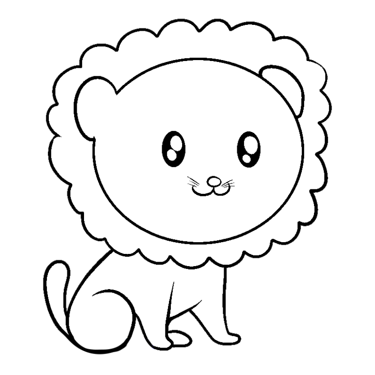 littel lion drawing for kids - PNGBUY